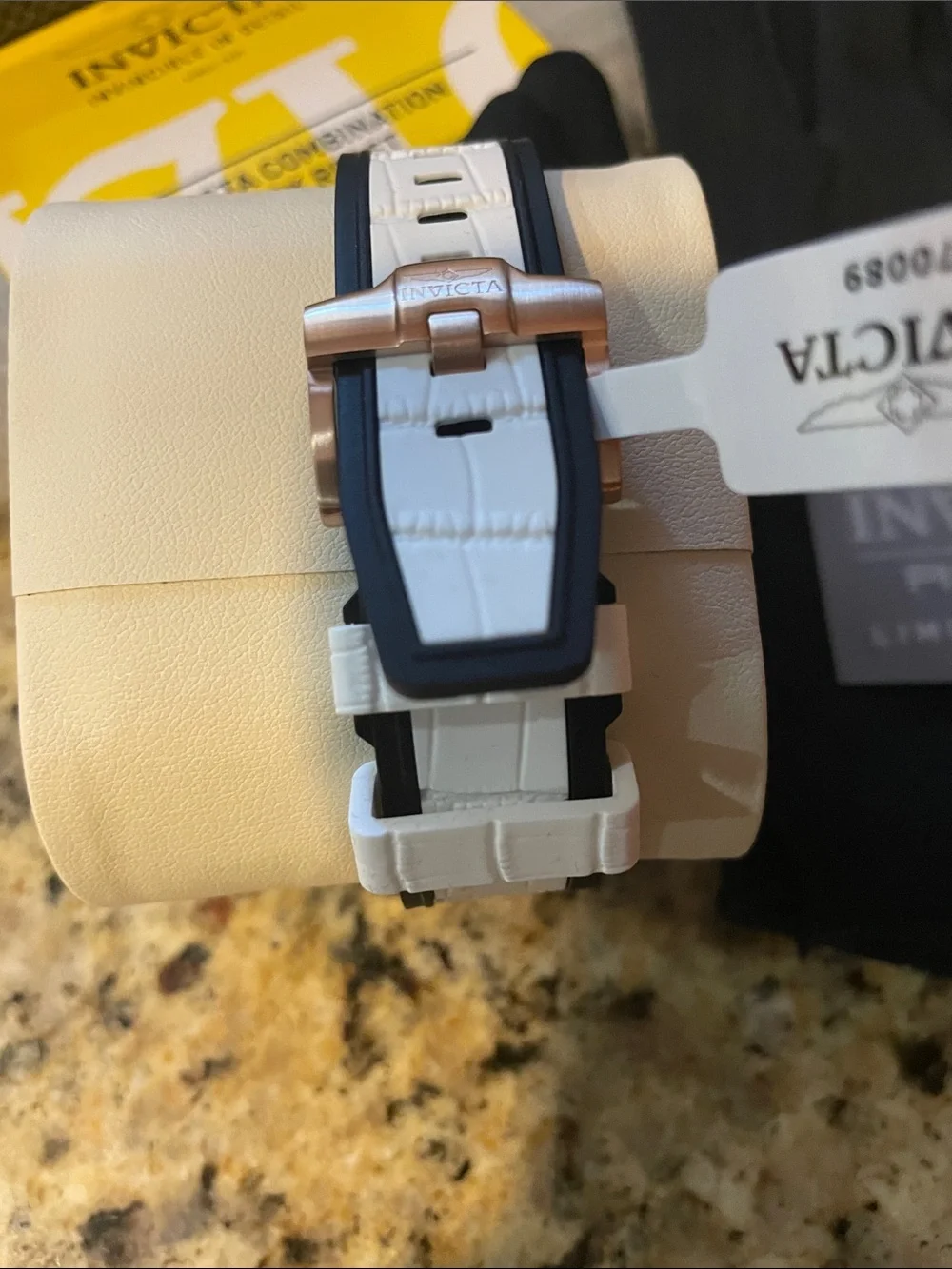 Invicta Celestial Naosia  White Strap Rose Gold-Tone Case Watch /Locking Case